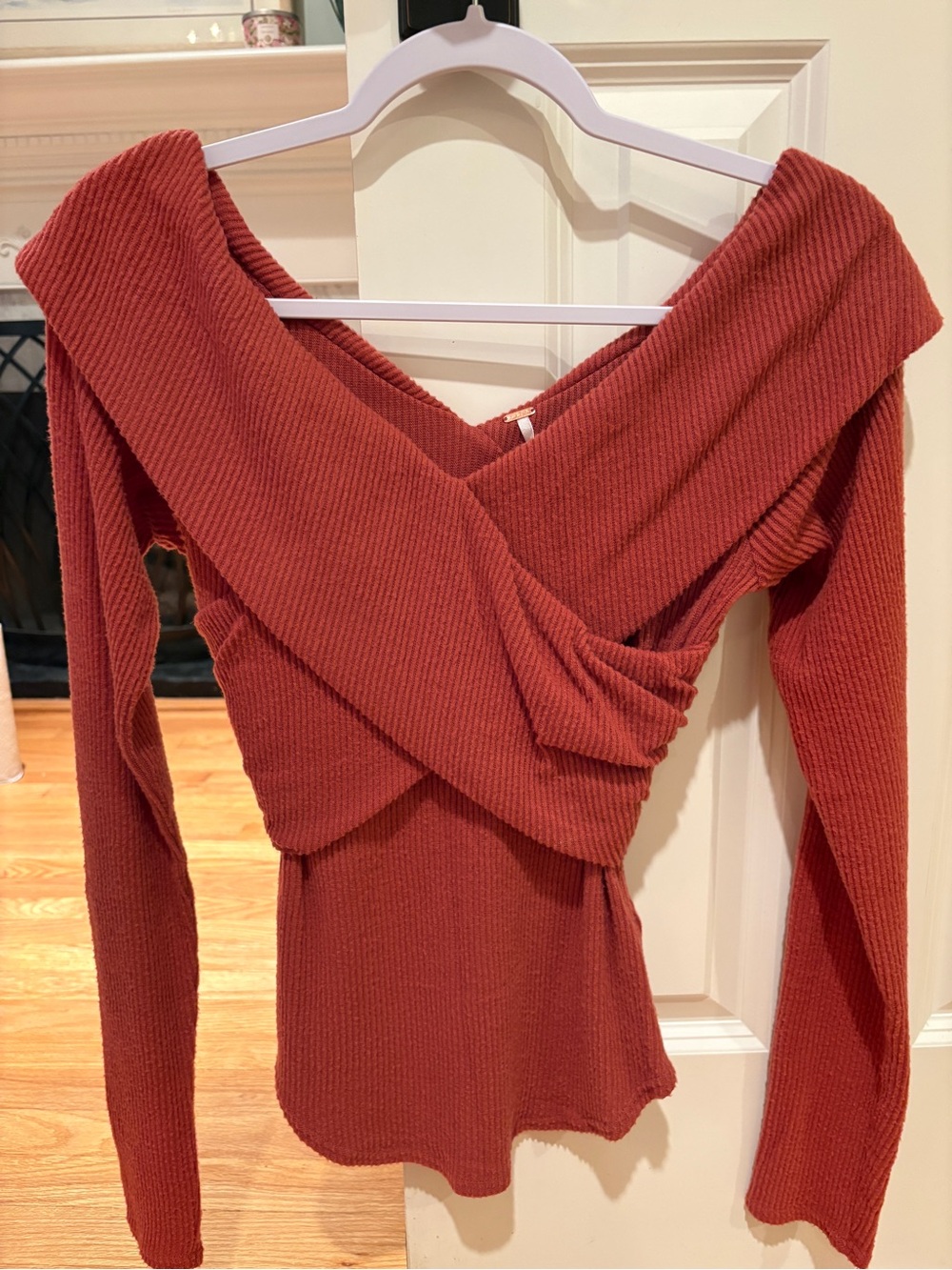 Free People NWOT Rust Red Ribbed Wrap Sweater - Women